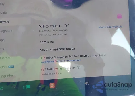 2022 Tesla Model Y из США, поврежденный, VIN 7SAYGDEE8NF491892